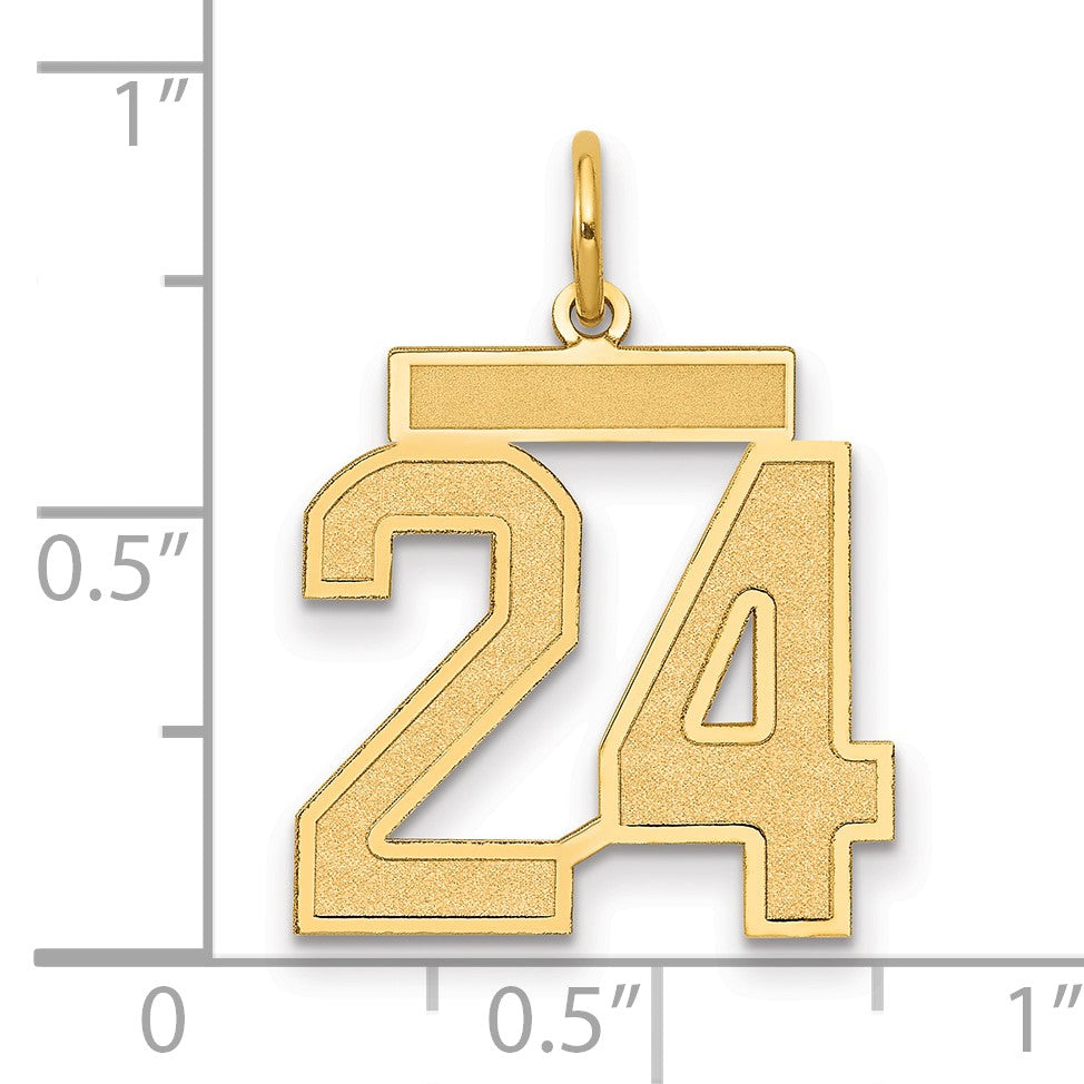 14k Medium Satin Number 24 Charm