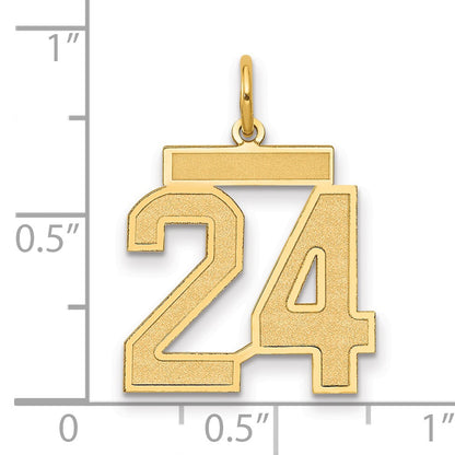 14k Medium Satin Number 24 Charm