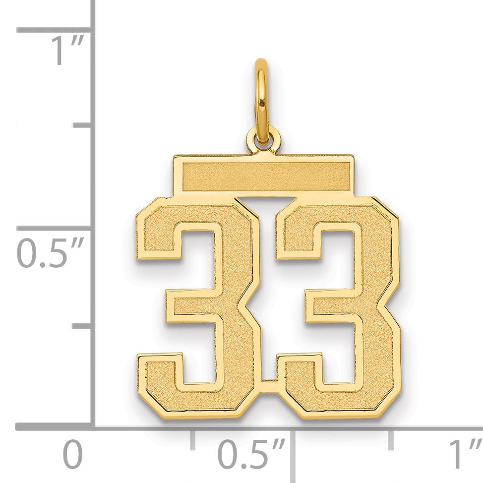 14k Medium Satin Number 33 Charm