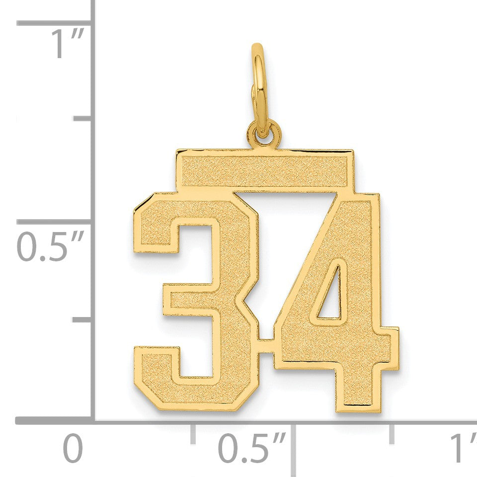 14k Medium Satin Number 34 Charm