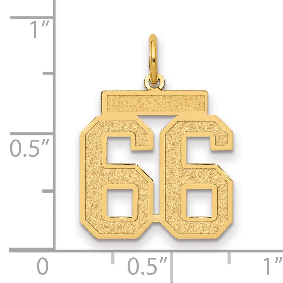 14k Medium Satin Number 66 Charm
