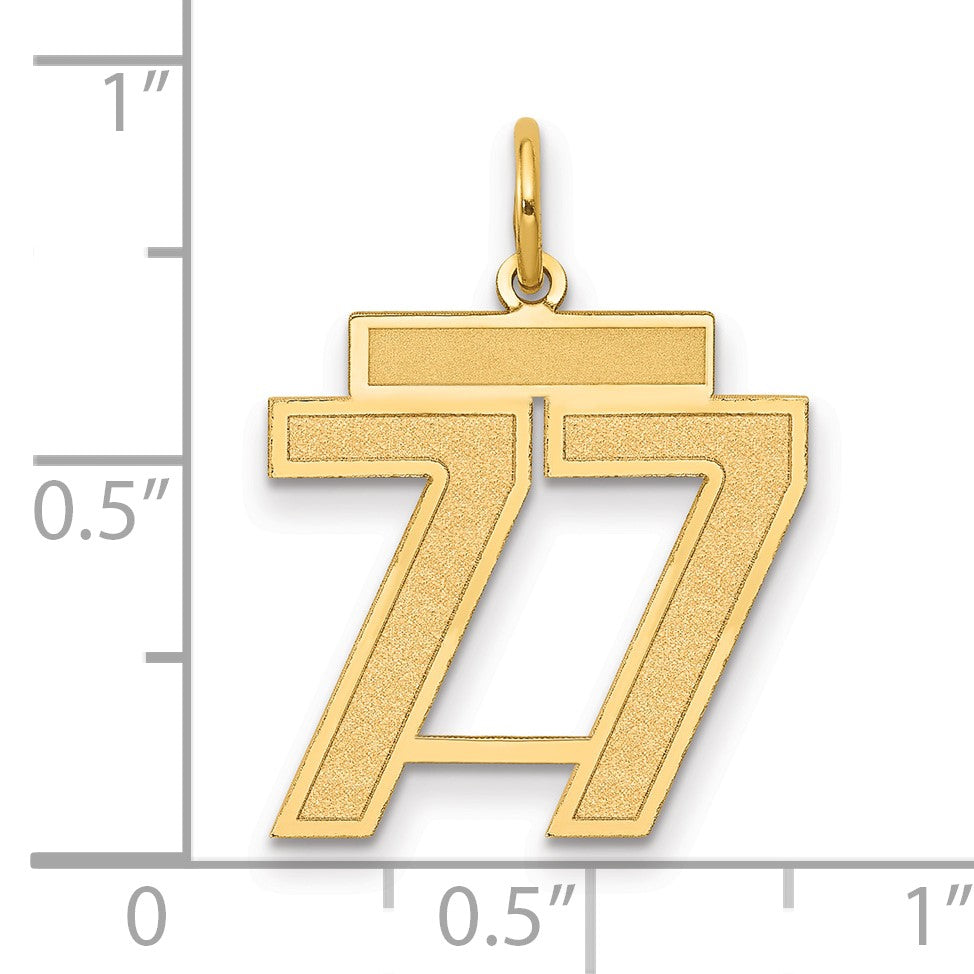 14k Medium Satin Number 77 Charm