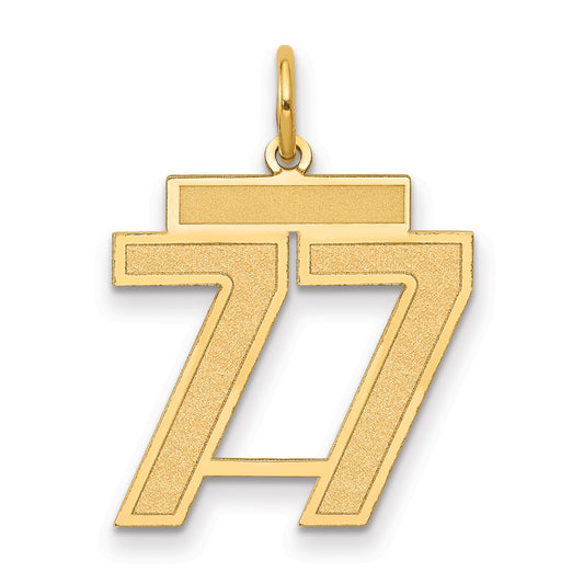 14k Medium Satin Number 77 Charm