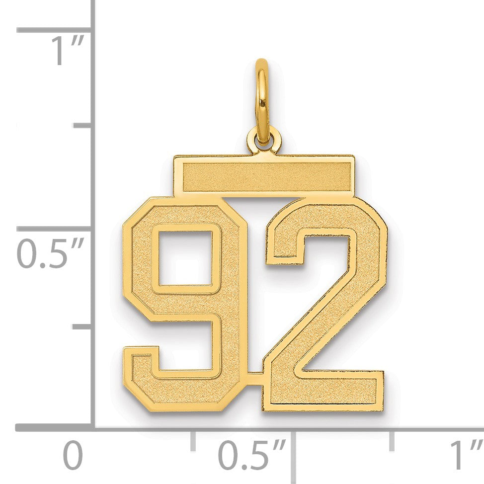 14k Medium Satin Number 92 Charm