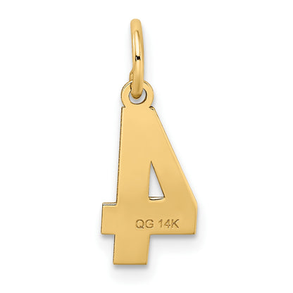 14k Small Satin Number 4 Charm