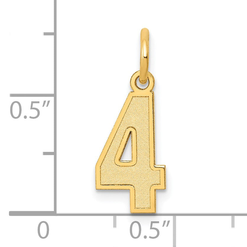 14k Small Satin Number 4 Charm