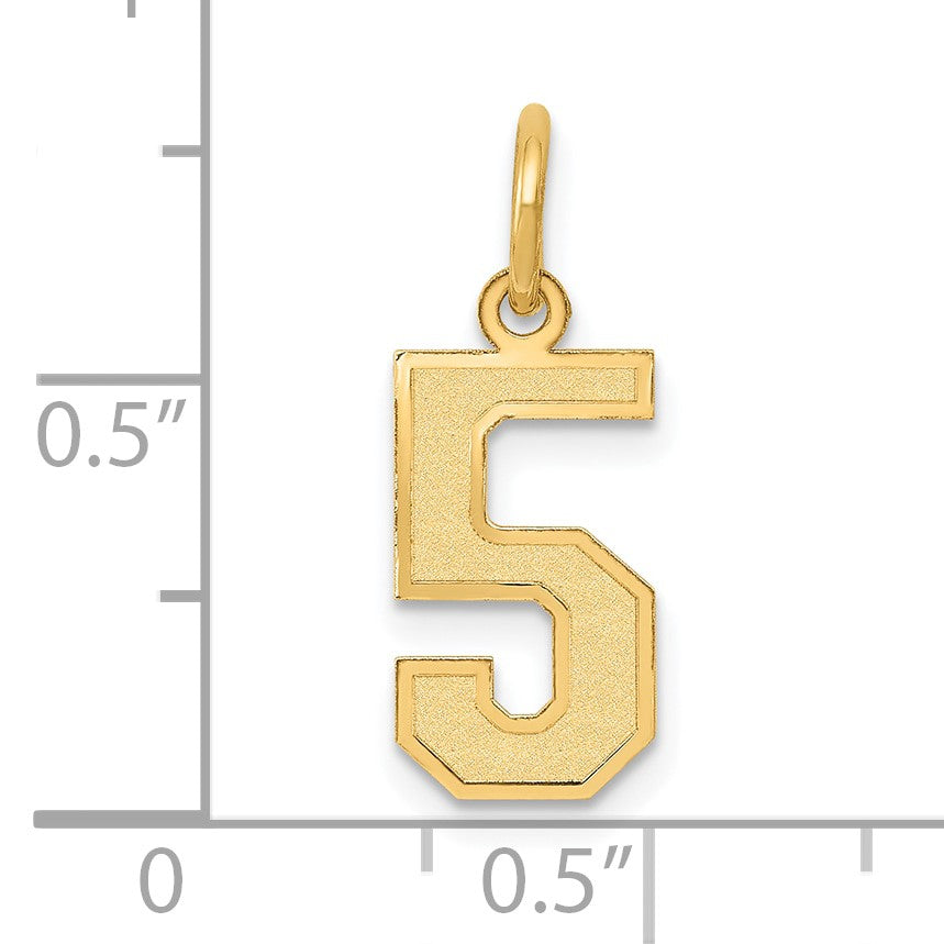 14k Small Satin Number 5 Charm