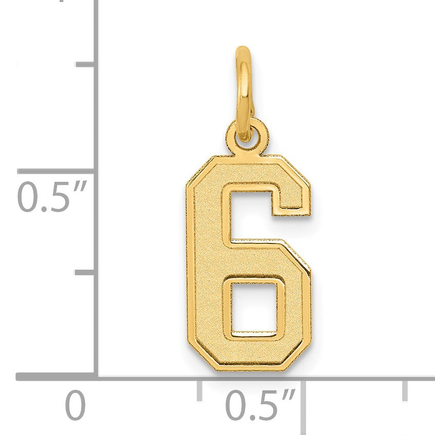 14k Small Satin Number 6 Charm