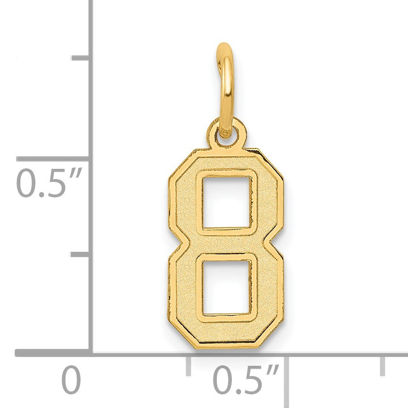 14k Small Satin Number 8 Charm