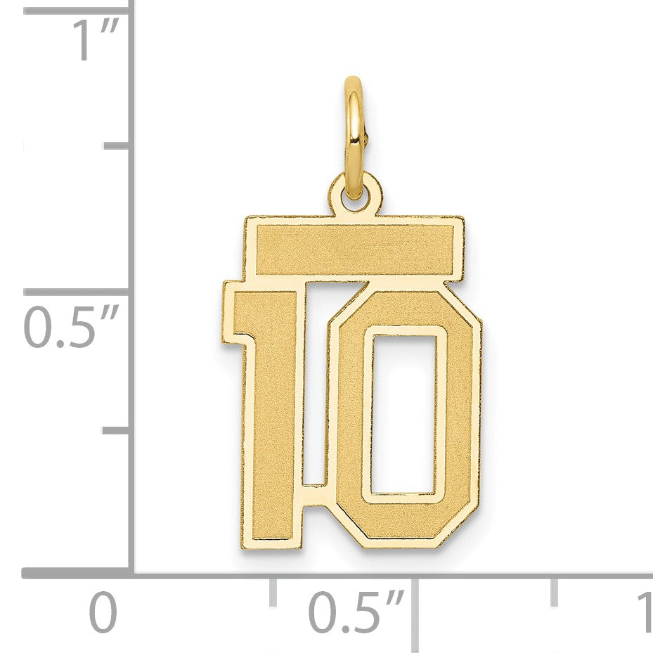 14k Small Satin Number 10 Charm