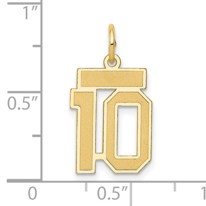 14k Small Satin Number 10 Charm