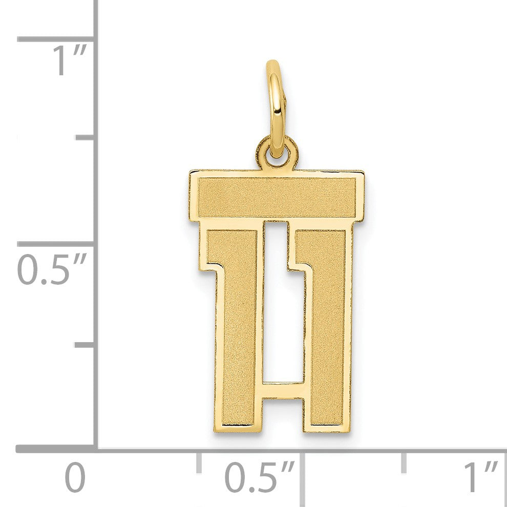14k Small Satin Number 11 Charm