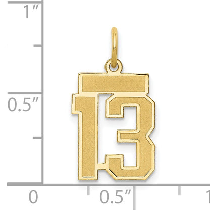14k Small Satin Number 13 Charm