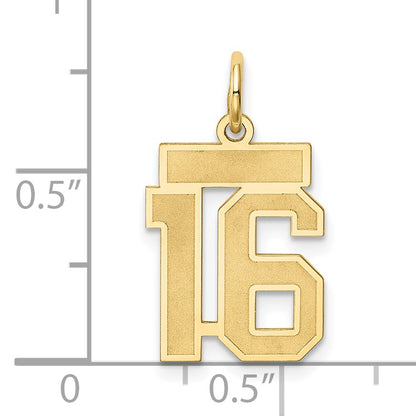 14k Small Satin Number 16 Charm