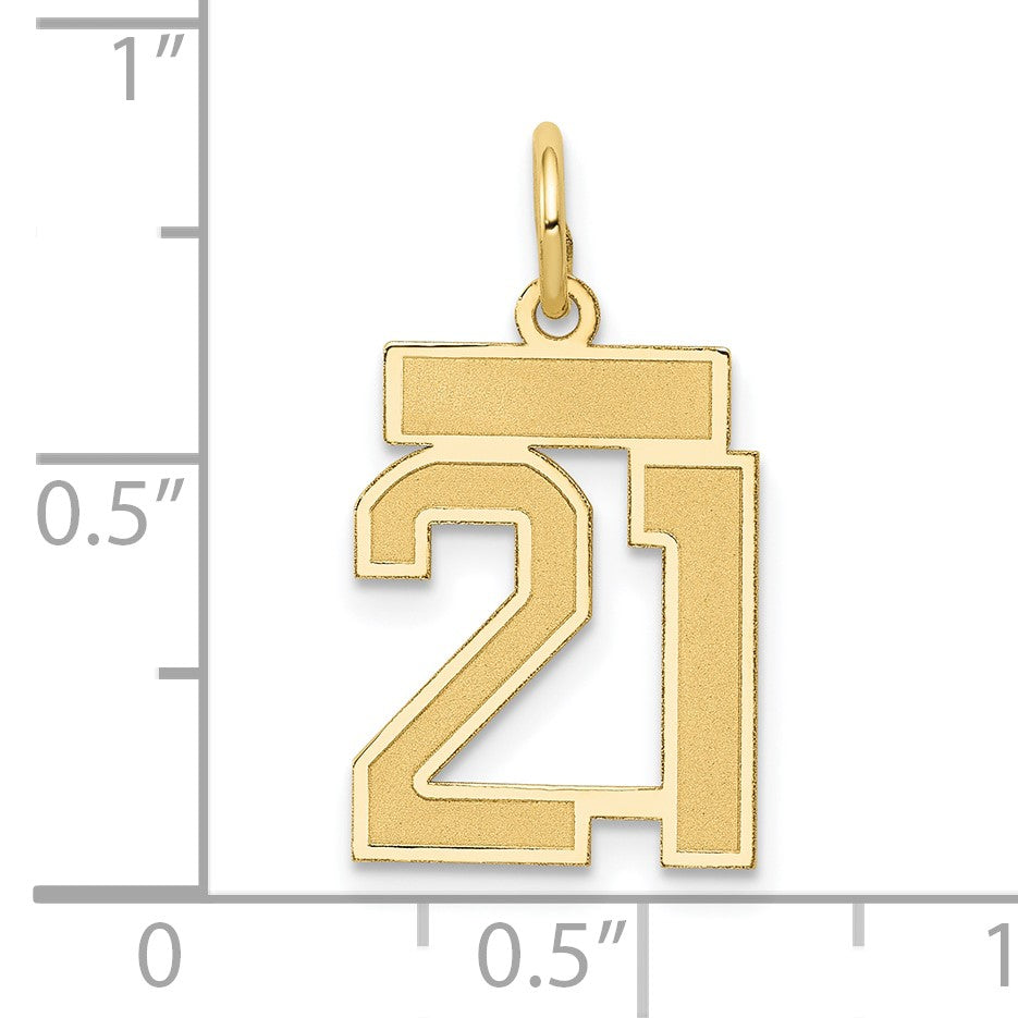 14k Small Satin Number 21 Charm