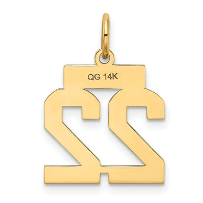 14k Small Satin Number 22 Charm