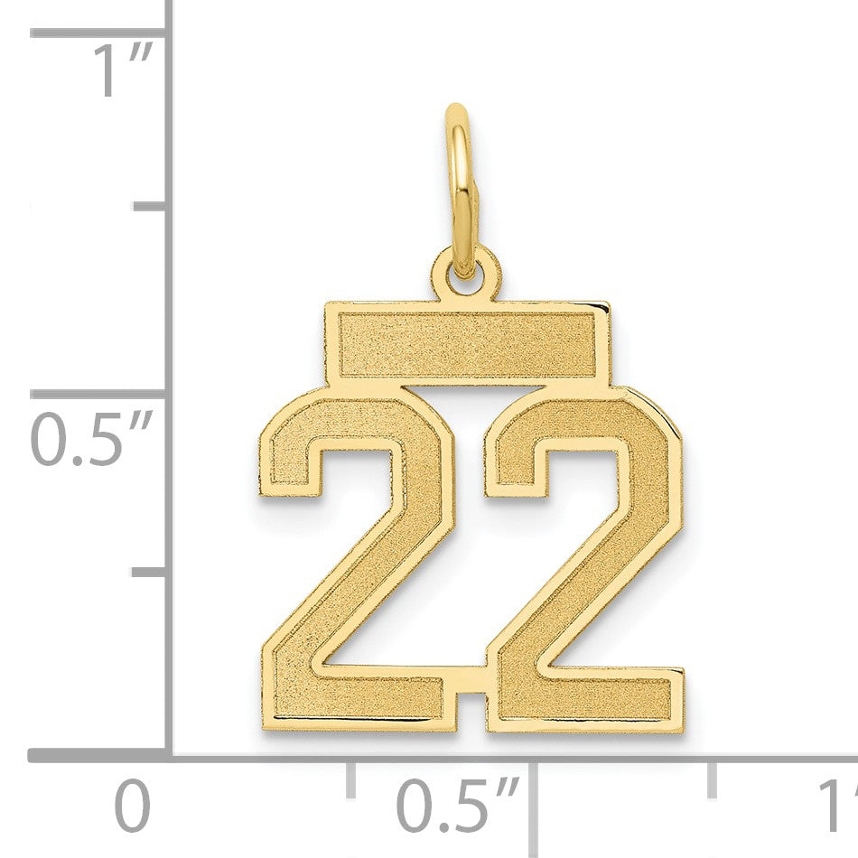 14k Small Satin Number 22 Charm