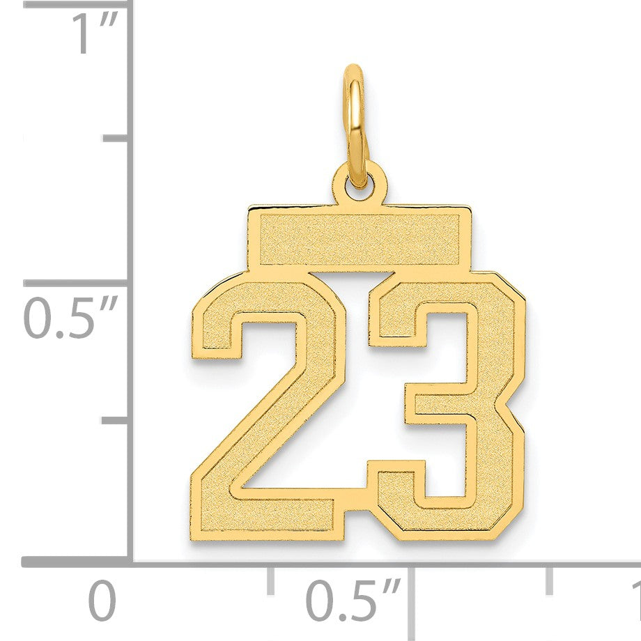 14k Small Satin Number 23 Charm