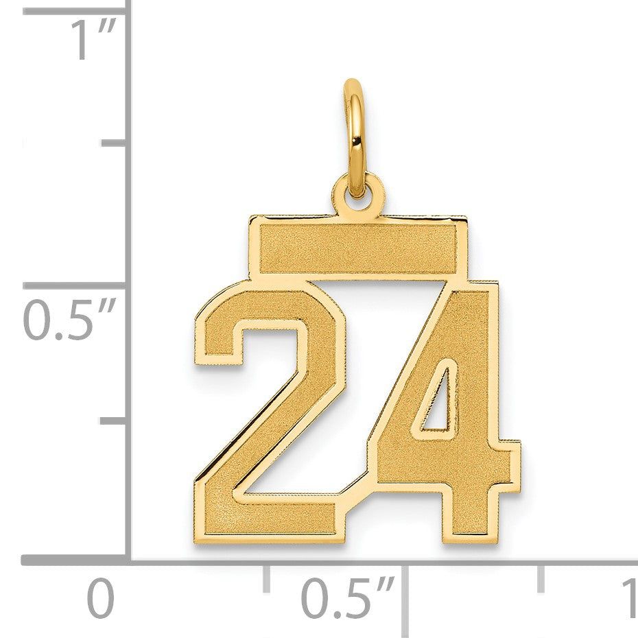 14k Small Satin Number 24 Charm