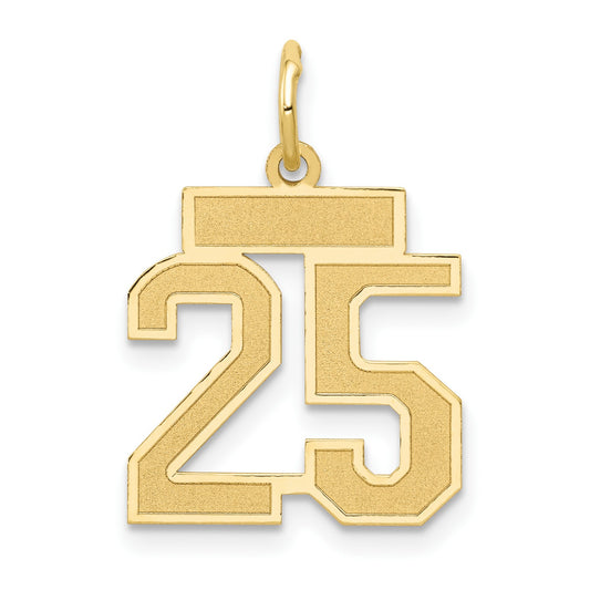14k Small Satin Number 25 Charm