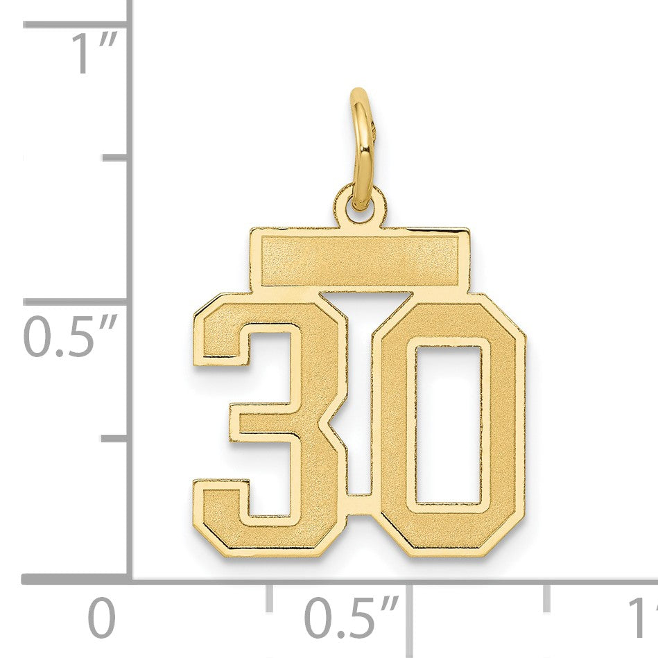 14k Small Satin Number 30 Charm