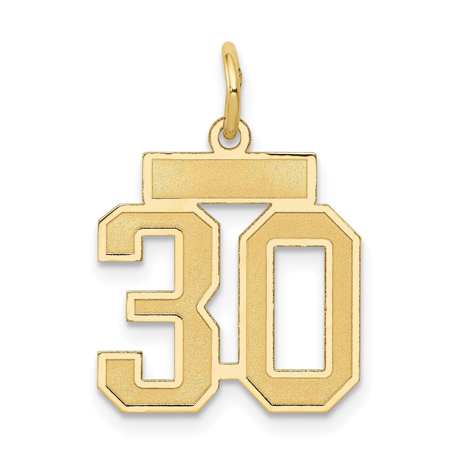 14k Small Satin Number 30 Charm