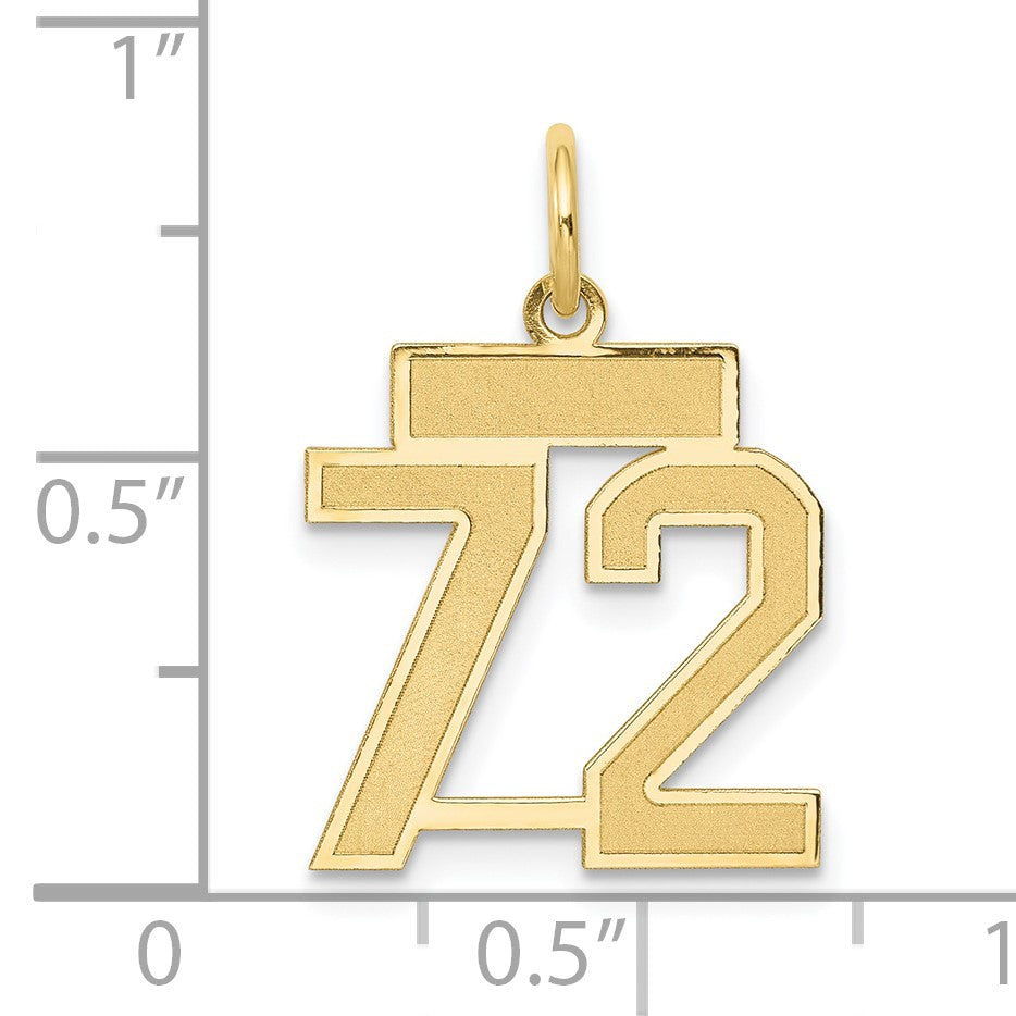 14k Small Satin Number 72 Charm