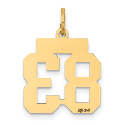 14k Small Satin Number 83 Charm