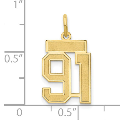 14k Small Satin Number 91 Charm