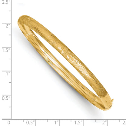 14k 3/16 Oversized Laser-Cut 5.00mm Hinged Oval Bangle Bracelet