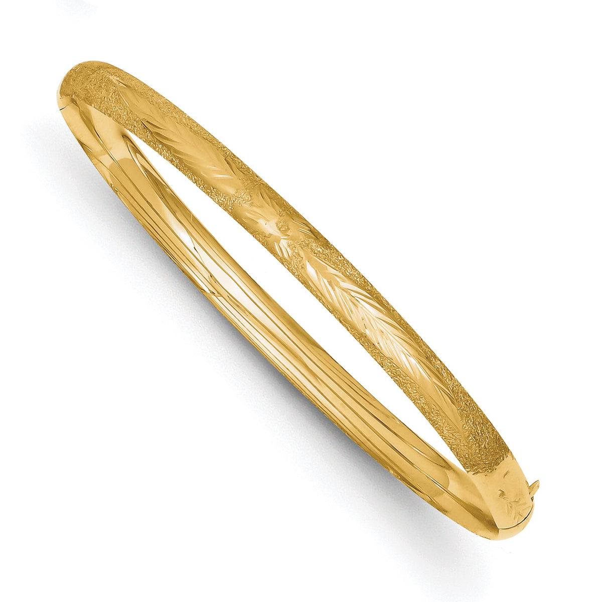 14k 3/16 Laser-Cut 5.00mm Hinged Oval Bangle Bracelet