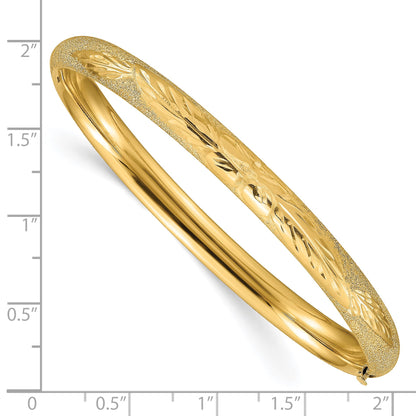 14k 4/16 Laser-Cut 6.00mm Hinged Oval Bangle Bracelet