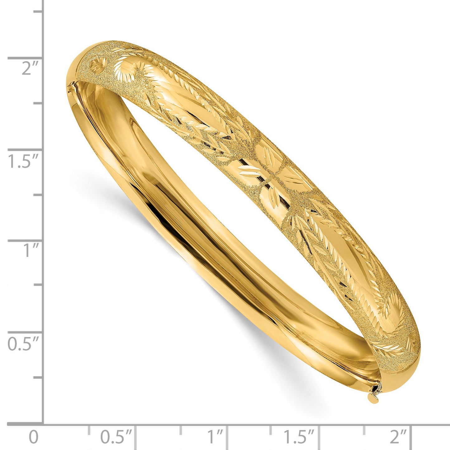 14k 5/16 Laser-Cut 8.00mm Hinged Oval Bangle Bracelet
