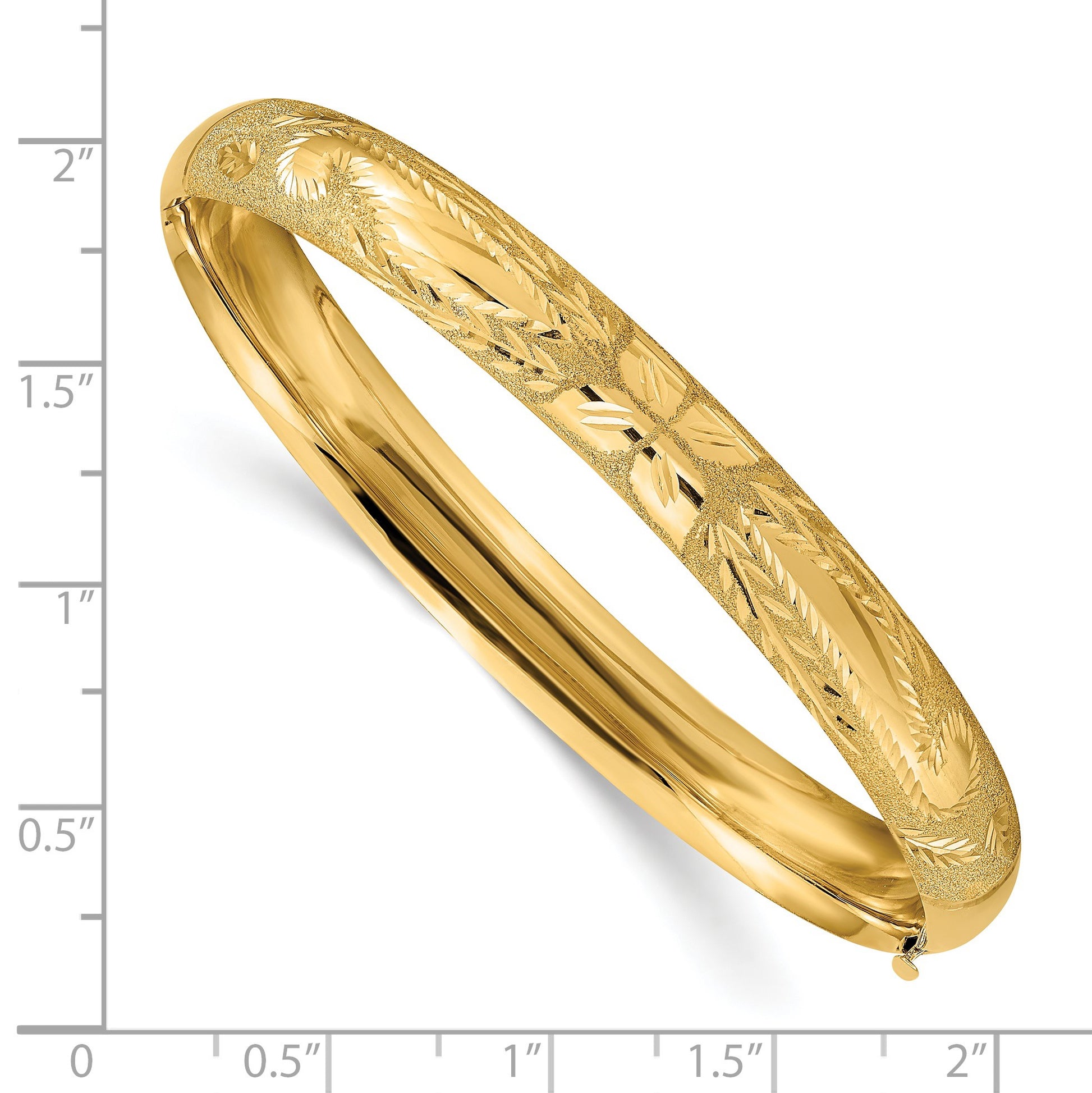 14k 5/16 Laser-Cut 8.00mm Hinged Oval Bangle Bracelet