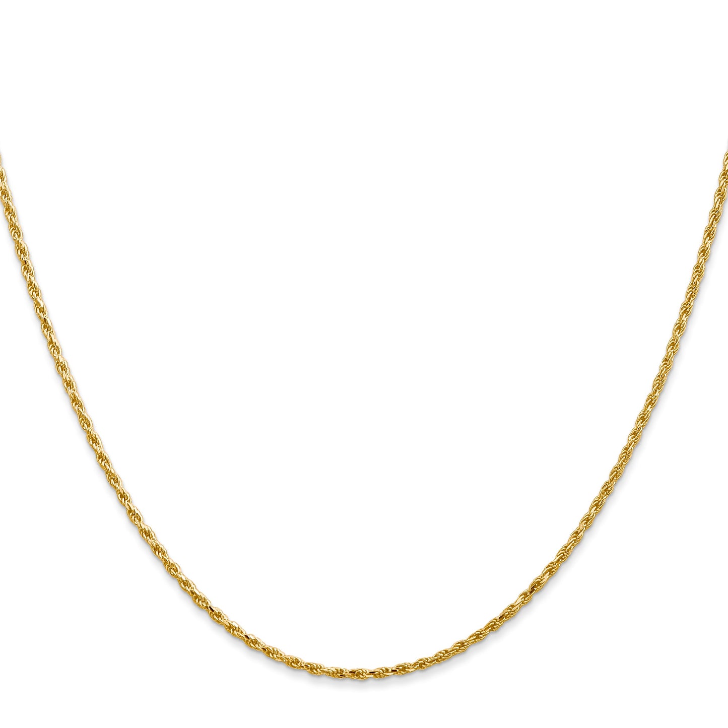 14K 30 inch 1.3mm Diamond-cut Solid Machine Made Rope with Lobster Clasp Chain