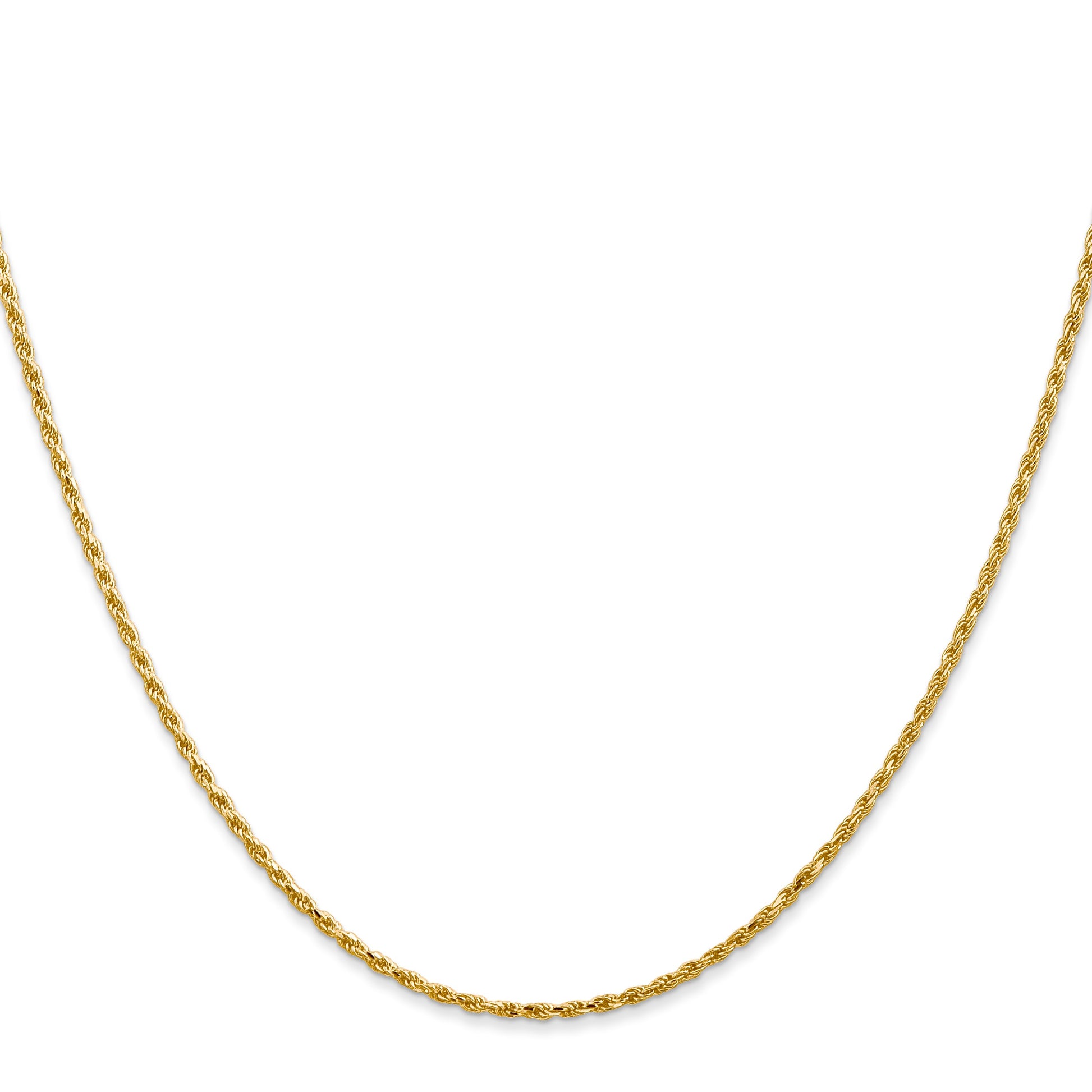 14K 30 inch 1.3mm Diamond-cut Solid Machine Made Rope with Lobster Clasp Chain
