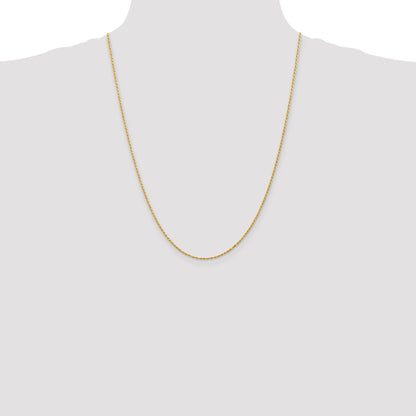 14K 24 inch 1.3mm Diamond-cut Solid Machine Made Rope with Lobster Clasp Chain