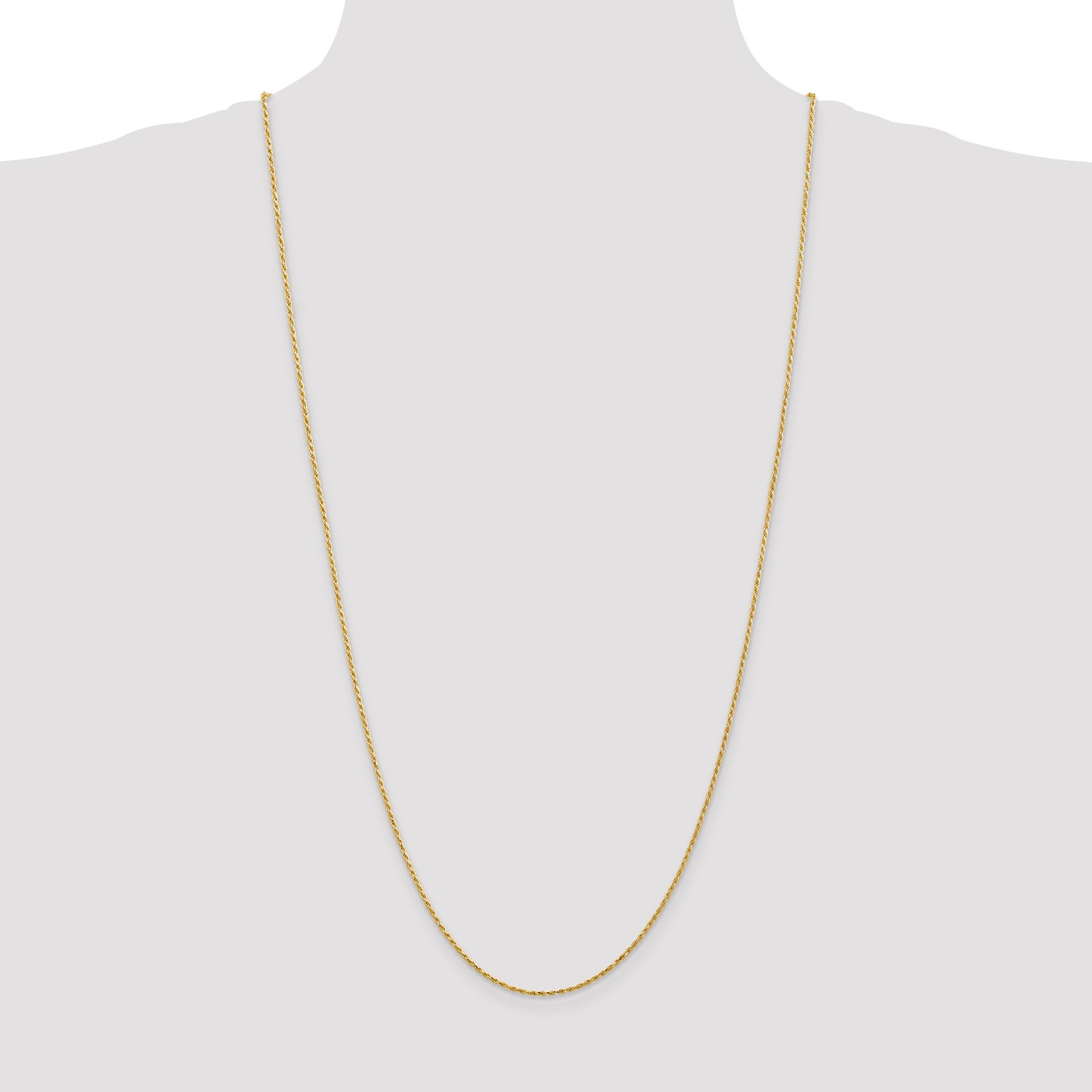 14K 30 inch 1.3mm Diamond-cut Solid Machine Made Rope with Lobster Clasp Chain