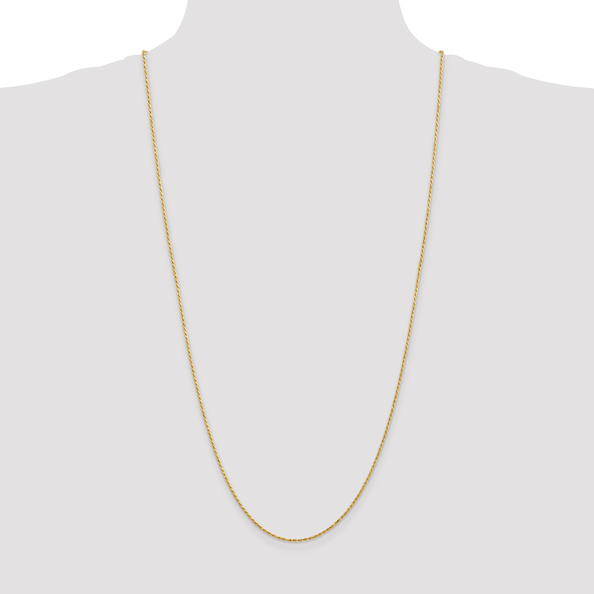 14K 30 inch 1.3mm Diamond-cut Solid Machine Made Rope with Lobster Clasp Chain