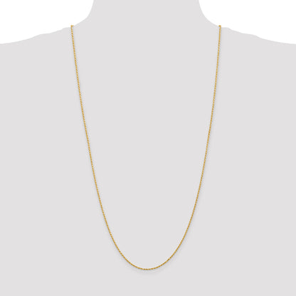14K 30 inch 1.3mm Diamond-cut Solid Machine Made Rope with Lobster Clasp Chain