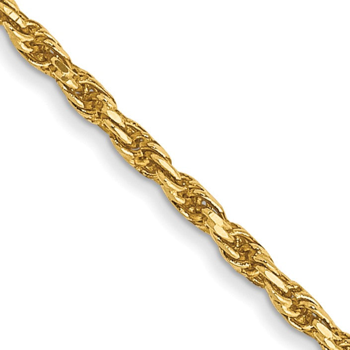 14K 14 inch 1.3mm Diamond-cut Solid Machine Made Rope with Lobster Clasp Chain