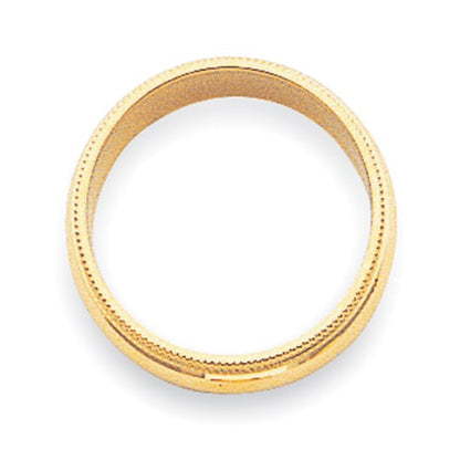 14k Yellow Gold 3mm Milgrain Half Round Wedding Band Size 6.5