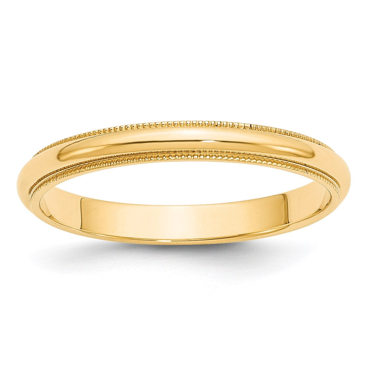 14k Yellow Gold 3mm Milgrain Half Round Wedding Band Size 9