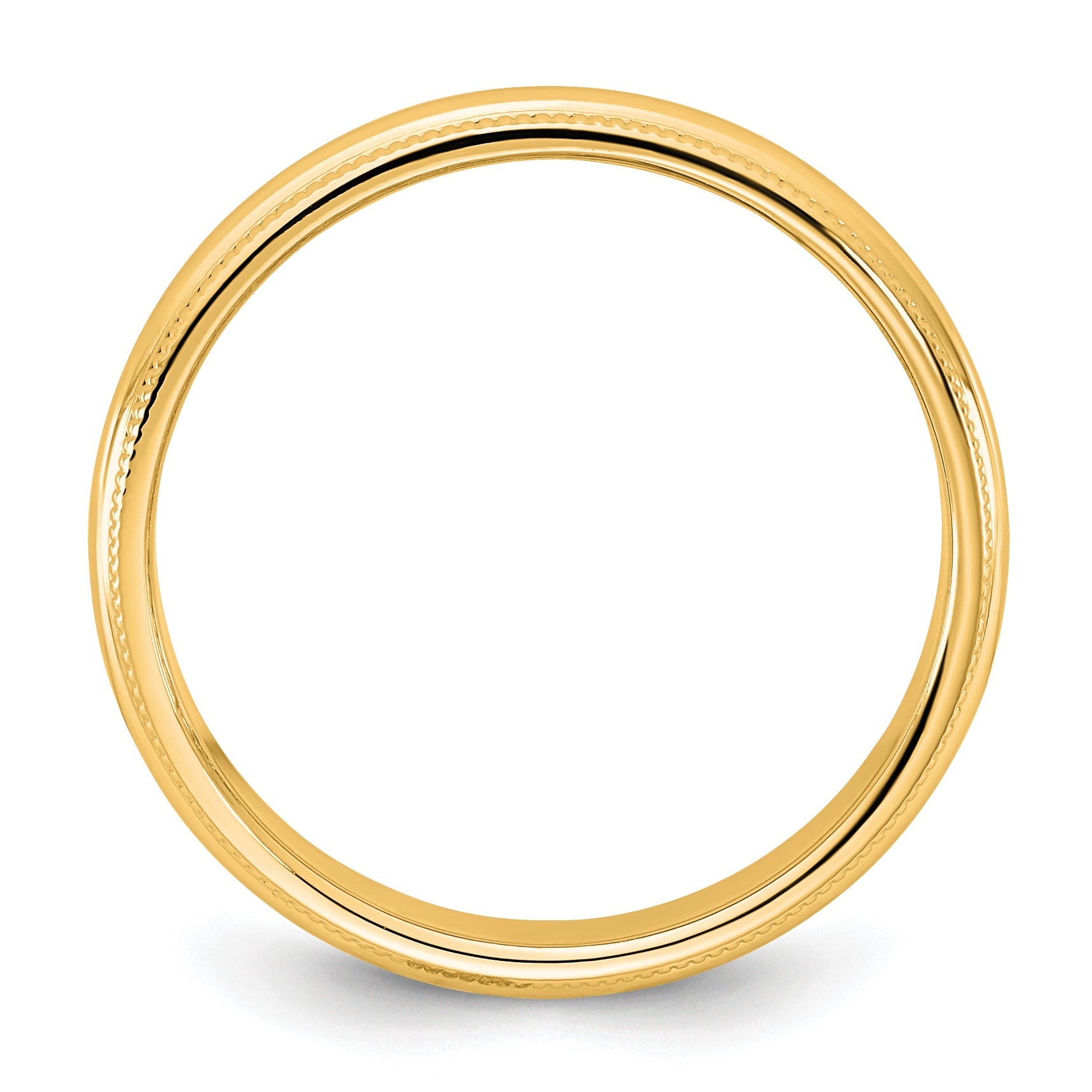 14KY 3.5mm Milgrain Half Round Band Size 9
