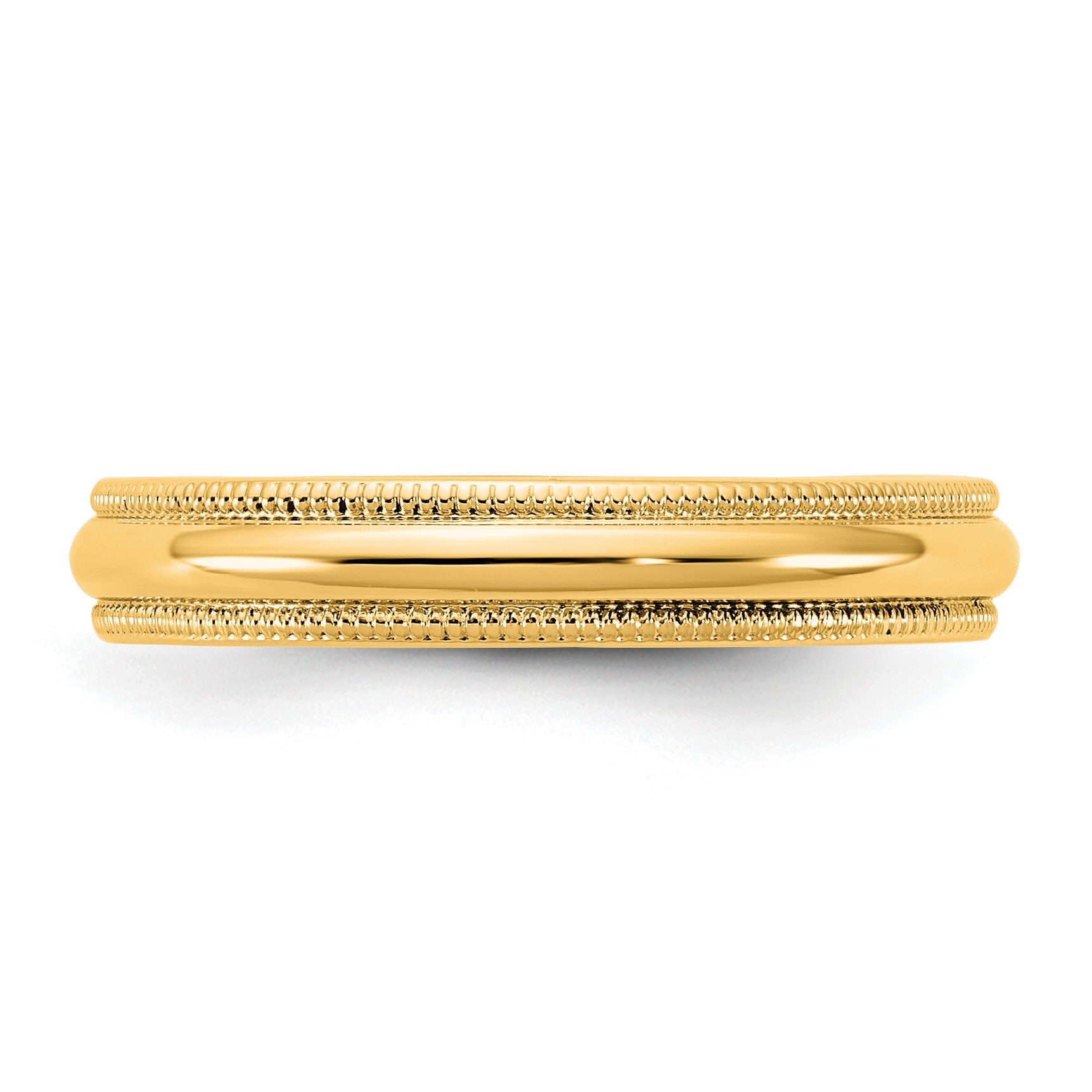 14KY 3.5mm Milgrain Half Round Band Size 5