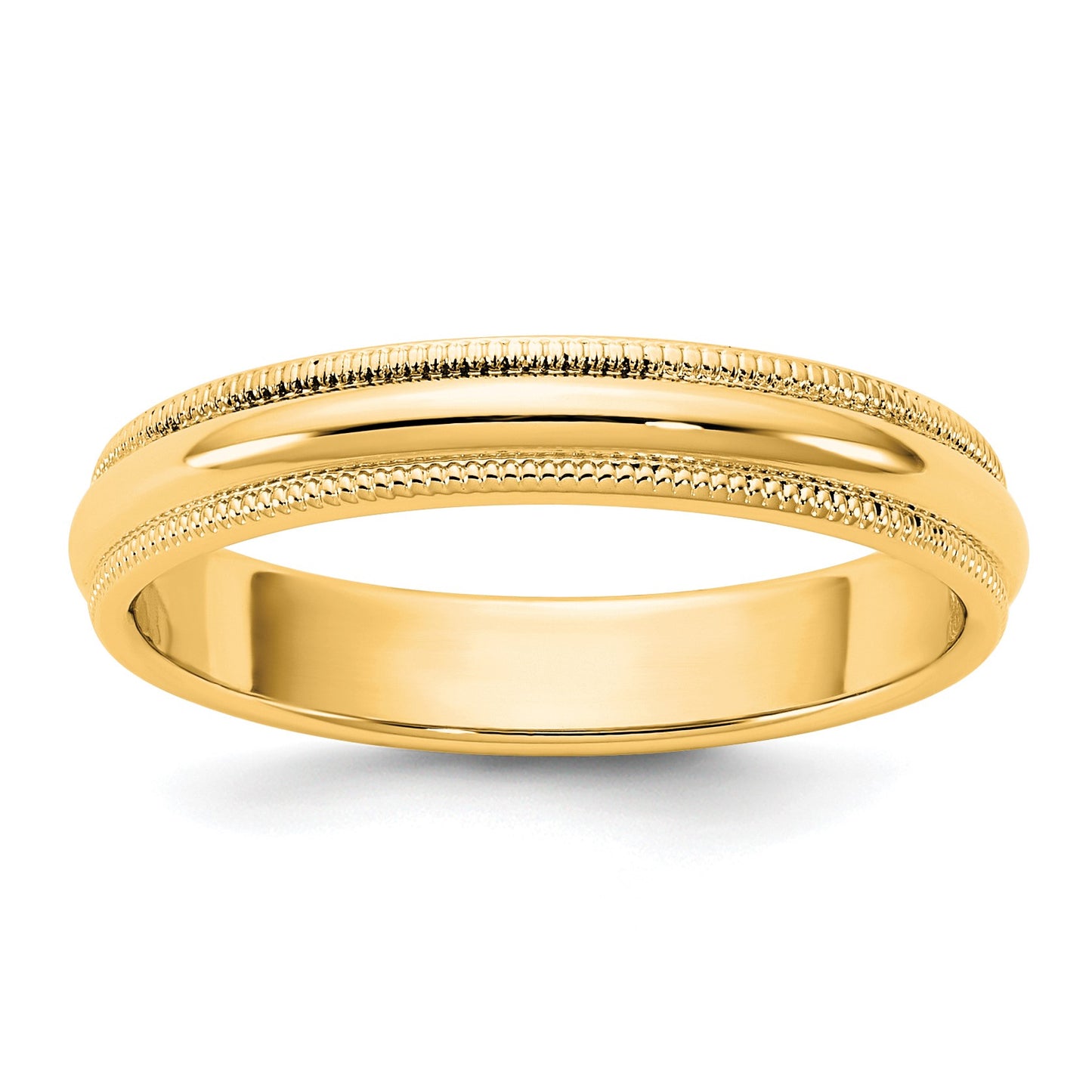 14KY 3.5mm Milgrain Half Round Band Size 5