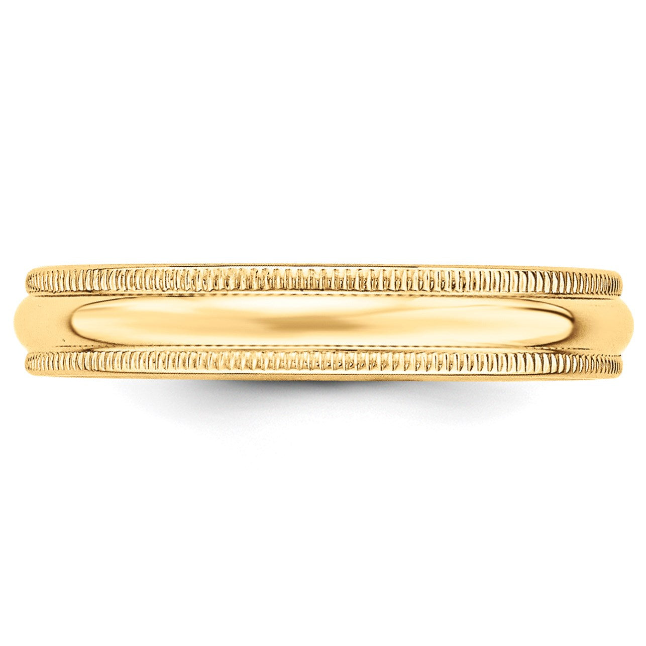 14k Yellow Gold 4mm Milgrain Half Round Wedding Band Size 12