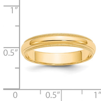 14k Yellow Gold 4mm Milgrain Half Round Wedding Band Size 9.5