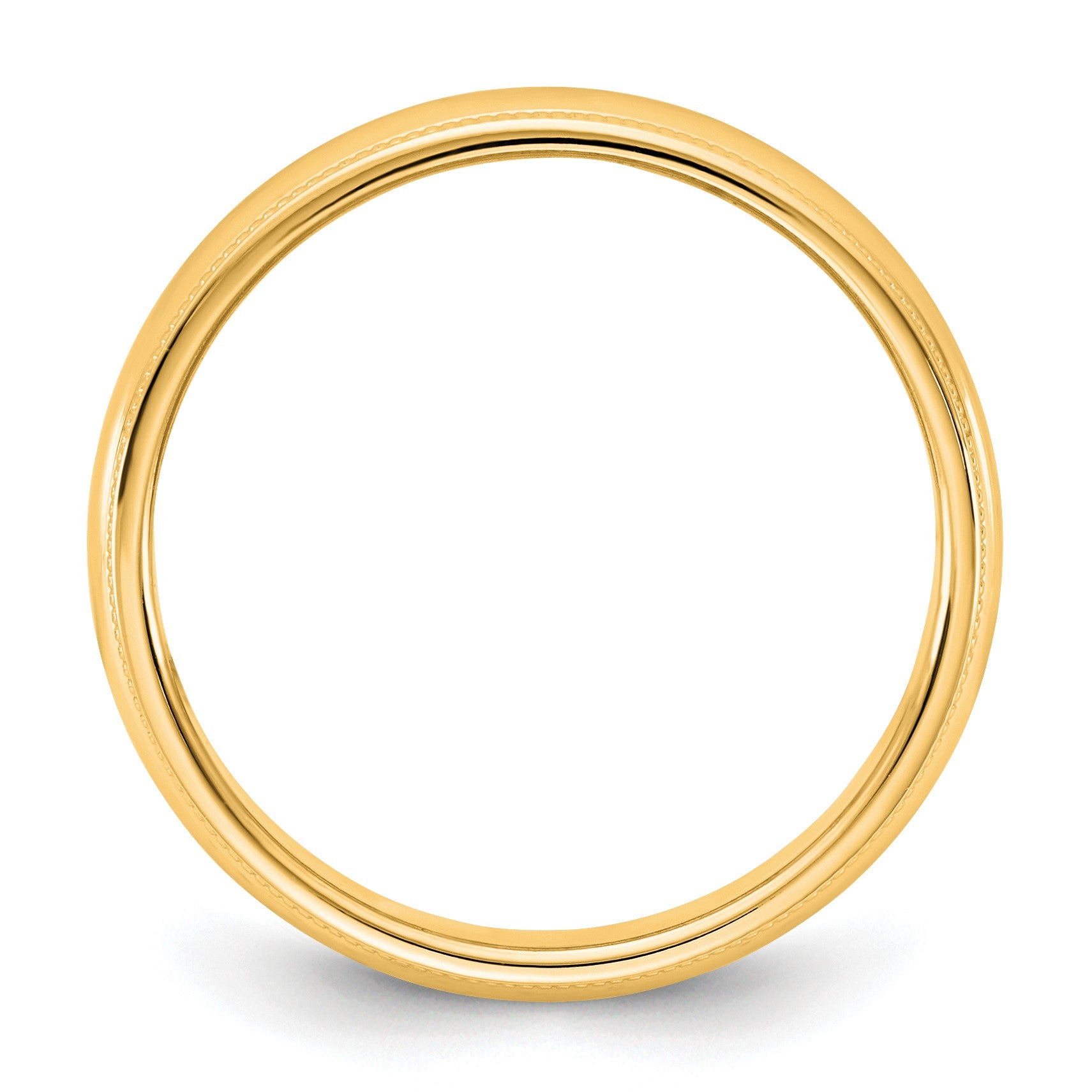 14KY 4.5mm Milgrain Half Round Band Size 8