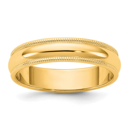 14KY 4.5mm Milgrain Half Round Band Size 5